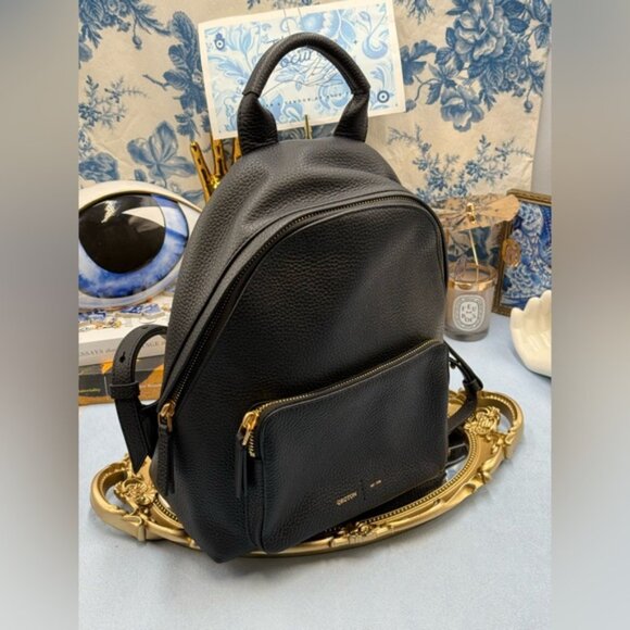 🆕 OROTON 🧿 NWOT Lilly Small Backpack, Black Leather - Picture 2 of 16